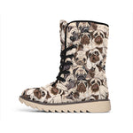 Cute Pug Pattern Print Winter Boots