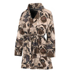 Cute Pug Pattern Print Women's Bathrobe