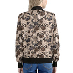 Cute Pug Pattern Print Women's Bomber Jacket