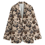 Cute Pug Pattern Print Women's Cotton Blazer