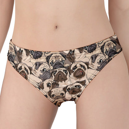 Cute Pug Pattern Print Women's Panties