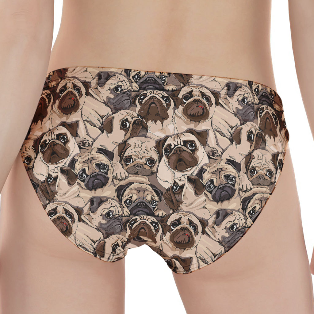Cute Pug Pattern Print Women's Panties