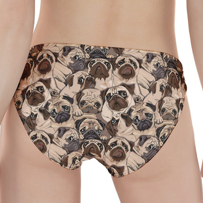 Cute Pug Pattern Print Women's Panties