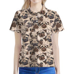 Cute Pug Pattern Print Women's Polo Shirt