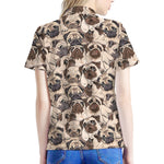 Cute Pug Pattern Print Women's Polo Shirt