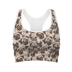 Cute Pug Pattern Print Women's Sports Bra