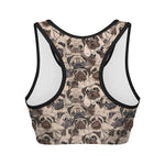 Cute Pug Pattern Print Women's Sports Bra