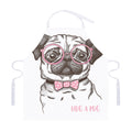 Cute Pug With Glasses Print Adjustable Apron