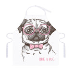 Cute Pug With Glasses Print Adjustable Apron