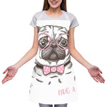 Cute Pug With Glasses Print Adjustable Apron