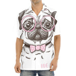 Cute Pug With Glasses Print Aloha Shirt