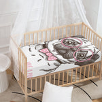Cute Pug With Glasses Print Baby Crib Sheet