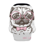 Cute Pug With Glasses Print Baby Seat Cover