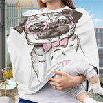 Cute Pug With Glasses Print Baby Seat Cover