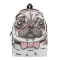 Cute Pug With Glasses Print School Backpack