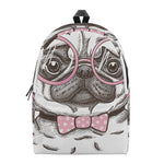 Cute Pug With Glasses Print Backpack