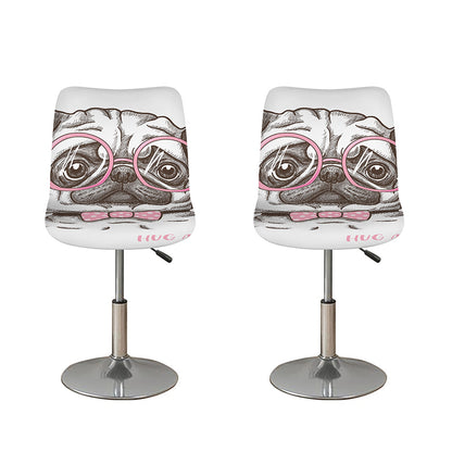 Cute Pug With Glasses Print Bar Stool Covers