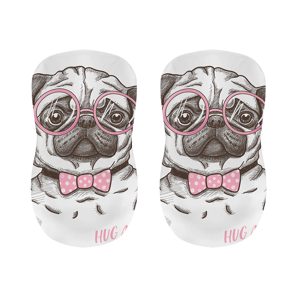 Cute Pug With Glasses Print Bar Stool Covers