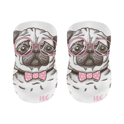 Cute Pug With Glasses Print Bar Stool Covers