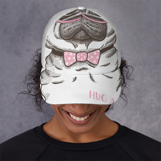 Cute Pug With Glasses Print Baseball Cap