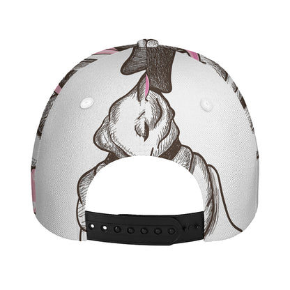 Cute Pug With Glasses Print Baseball Cap