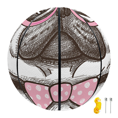 Cute Pug With Glasses Print Basketball