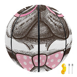 Cute Pug With Glasses Print Basketball