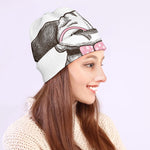 Cute Pug With Glasses Print Beanie