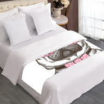 Cute Pug With Glasses Print Bed Runner