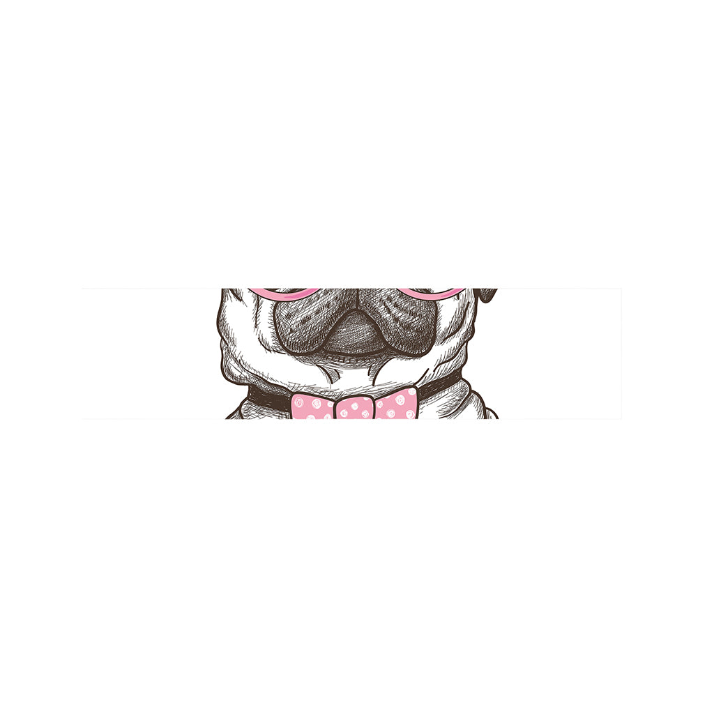 Cute Pug With Glasses Print Bed Runner
