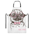 Cute Pug With Glasses Print Bib Apron With Pocket