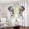 Cute Pug With Glasses Print Dimout Grommet Curtains