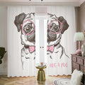 Cute Pug With Glasses Print Dimout Pencil Pleat Curtains