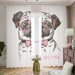 Cute Pug With Glasses Print Blackout Pencil Pleat Curtains