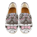 Cute Pug With Glasses Print Casual Shoes