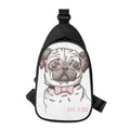 Cute Pug With Glasses Print Sling Bag