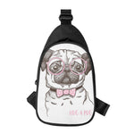 Cute Pug With Glasses Print Chest Bag