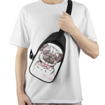 Cute Pug With Glasses Print Chest Bag