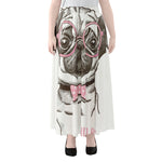 Cute Pug With Glasses Print Chiffon Maxi Skirt