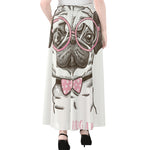 Cute Pug With Glasses Print Chiffon Maxi Skirt