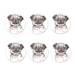 Cute Pug With Glasses Print Coaster Set
