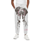 Cute Pug With Glasses Print Cotton Pants