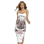 Cute Pug With Glasses Print Cross Back Cami Dress