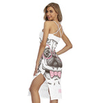 Cute Pug With Glasses Print Cross Back Cami Dress