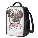 Cute Pug With Glasses Print Crossbody Lunch Bag