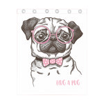 Cute Pug With Glasses Print Curtain