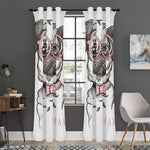 Cute Pug With Glasses Print Curtain