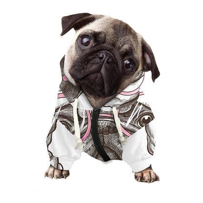 Cute Pug With Glasses Print Dog Zip Up Hoodie