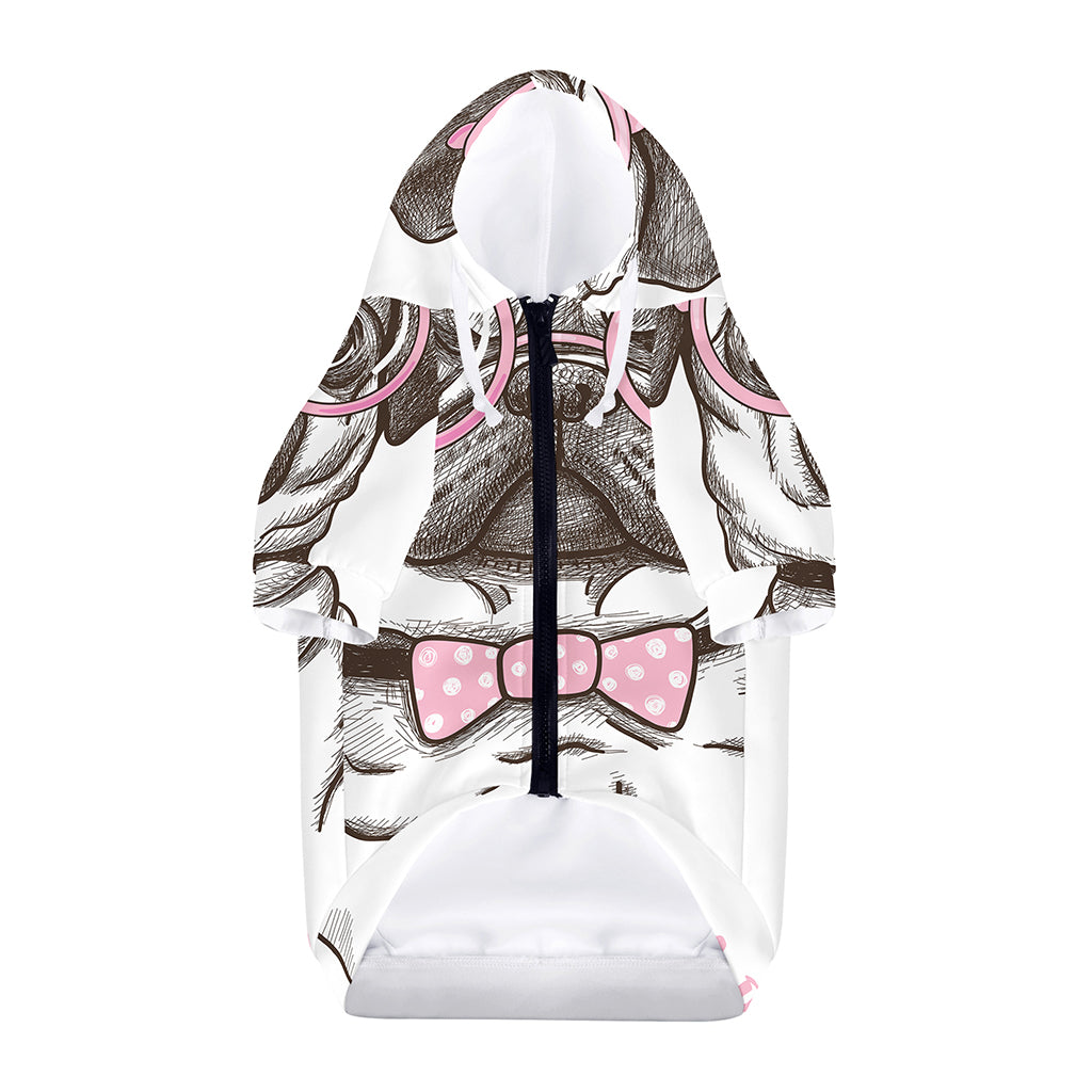 Cute Pug With Glasses Print Dog Zip Up Hoodie