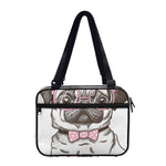 Cute Pug With Glasses Print Double Strap Bible Bag